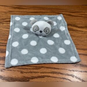 GENTLE STEPS Gray Panda Bear Lovey Security Blanket Plush Polka Dots
